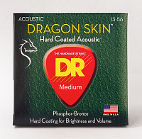 DR DSA-13 струны для акустической гитары, калибр 13-56, серия DRAGON SKIN™, обмотка фосфористая бронза, покрытие есть