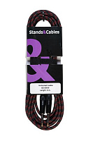 STANDS & CABLES GC-039-5 кабель распаянный инструментальный в тканевой оплетке Jack-Jack,5 м. разъемы позолоченные, разборные