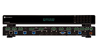 Atlona AT-UHD-CLSO-824 Мультиформатный презентационный матричный коммутатор, позволяющий подключать 4х HDMI, 3х HDBaseT, 1х VGA аудио источники, два микрофона, с последующей передачей сигналов на две раздельные зоны, и в каждой зоне можно использовать HD