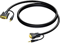 Procab CLV115/25 Кабель D-sub HD15, mJack 3.5мм стерео (вилка-вилка) (AWG 28), 25 м