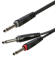ROXTONE RAYC100/1 Инсертный кабель, 6.3 мм stereo Jack  2 x 6.3 мм mono Jack, длина 1 метр