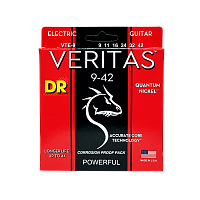 DR VTE-9  струны для электрогитары, калибр 9-42, серия VERITAS™, обмотка никель, покрытие сверху корда