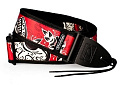 DUNLOP D38-37TS Tres Skulls 2" Ремень гитарный, жаккард, красный с черно-белыми черепами