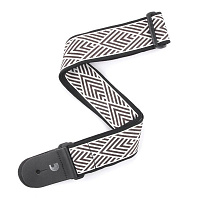 PLANET WAVES T20W1408 гитарный ремень без наплечника, текстиль, 50мм, черный с белым African Geometric