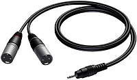 Procab CAB712/1.5 Аудиокабель miniJack 3.5 мм стерео "папа" – 2х XLR 3-pin "папа", длина 1.5 метра