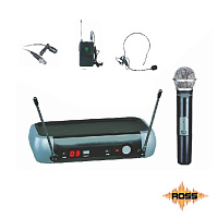 Ross UHF104KIT Вокальная радиосистема UHF с  ручным   передатчиком, поясным передатчиком, головной гарнитурой и петличным микрофоном