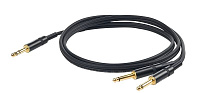 Proel CHLP210LU15 инструментальный кабель, стерео JACK 6.3 мм 2 х моно Jack 6.3, длина 1.5 метра