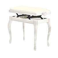 Hidrau BG200 White Gloss (L25)  банкетка, полированная белая, бежевая кожа