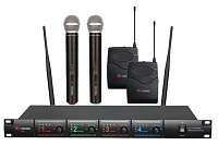 VOLTA US-4X (725.80/622.665/520.10/490.21)  Микрофонная радиосистема с двумя ручными и двумя головными микрофонами