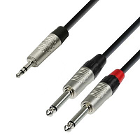 Adam Hall K4YWPP0300 кабель Minijack stereo - 2 x Jack mono, разъёмы REAN, 3 м.