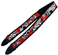 DUNLOP D38-37TS Tres Skulls 2" Ремень гитарный, жаккард, красный с черно-белыми черепами