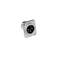 Amphenol AC3MDZ  Разъем XLR панельный "папа" (штекер), 3 контакта, фланец D-типа, цвет никель